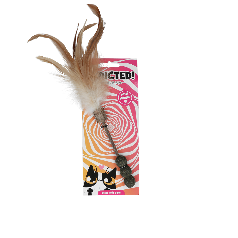 Addicted! Stick Mit Bällen Und Federn – Unwiderstehliches MADNIP Katzenspielzeug