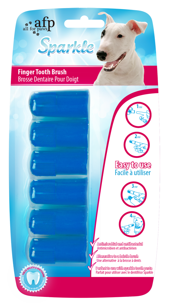 AFP Sparkle Fingerbürste 6er-Pack – Antimikrobielle Zahnpflege für Haustiere