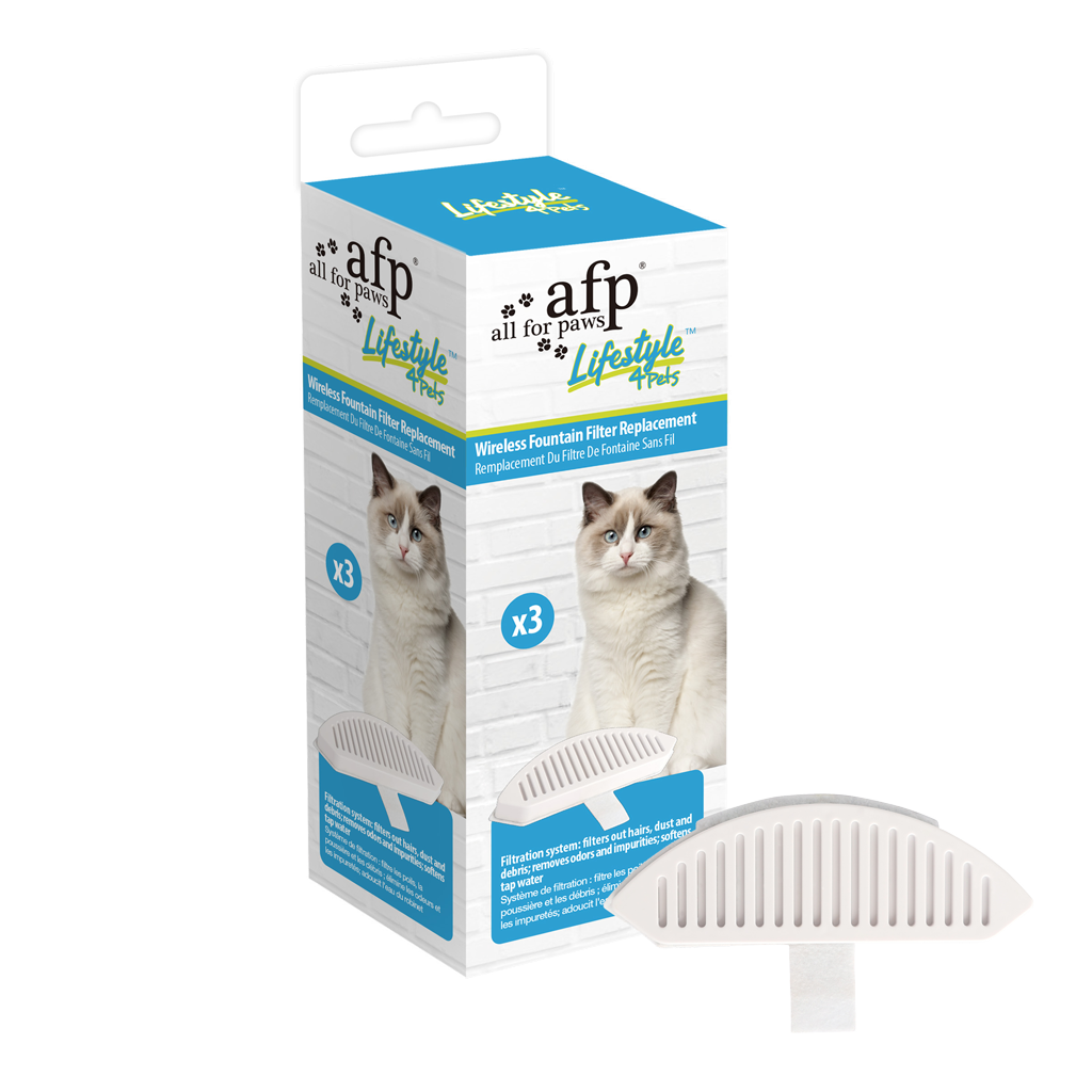 AFP Lifestyle 4 Pets Drahtloser Brunnenfilter Ersatz 3er Pack – Frisches Und Sauberes Trinkwasser