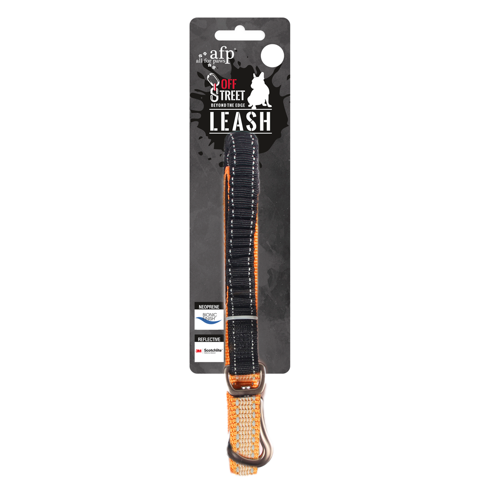 AFP Off Street Hundeleine Mandarine S – Komfortabler Neoprengriff Mit Reflektierenden Nähten