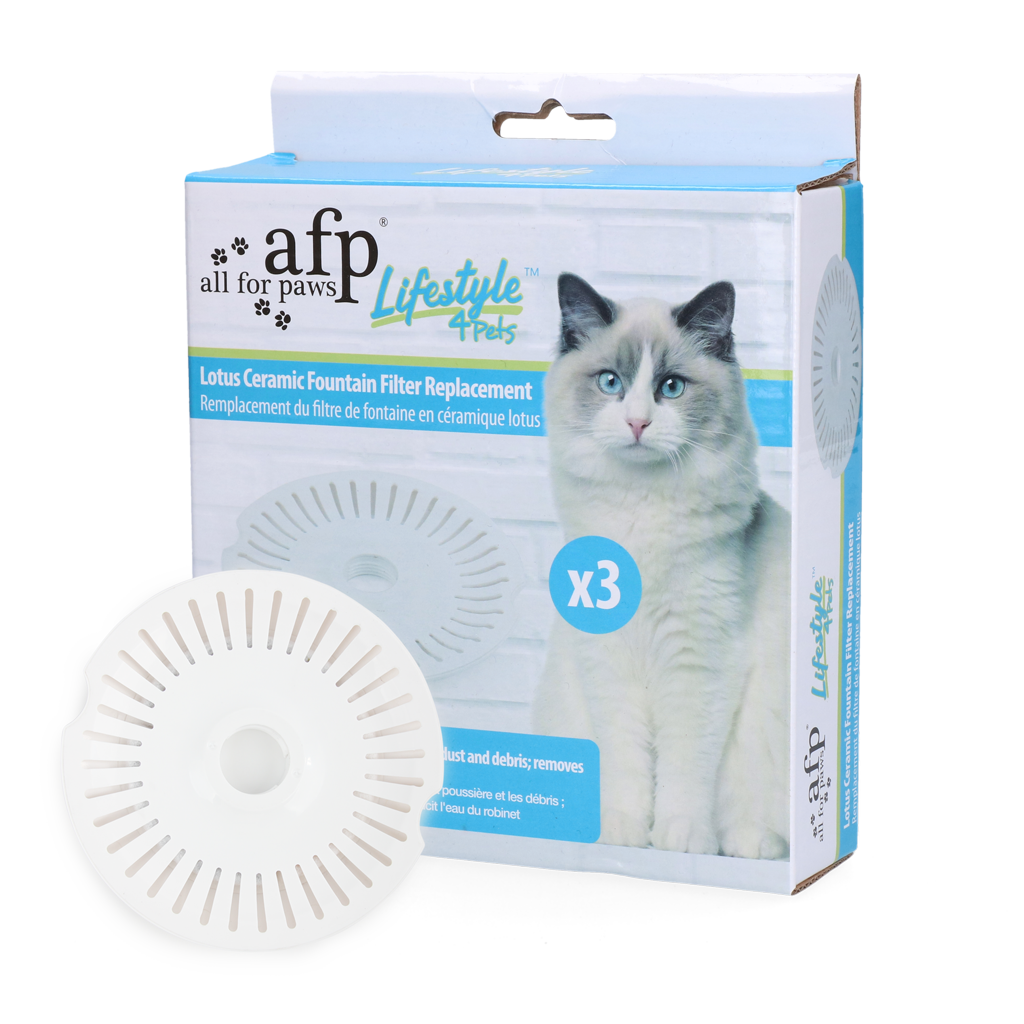 AFP Lifestyle 4 Pets Lotus Keramikbrunnen Filter – Dreifache Wirkung gegen Haare, Gerüche und Verunreinigungen