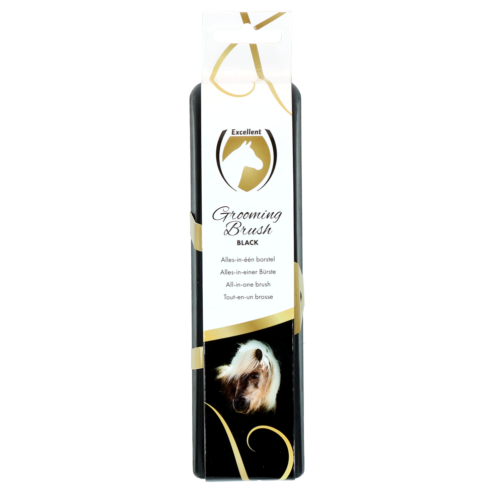 Excellent Pferdebürste M Schwarz – Ergonomischer Griff für Bequemes Grooming