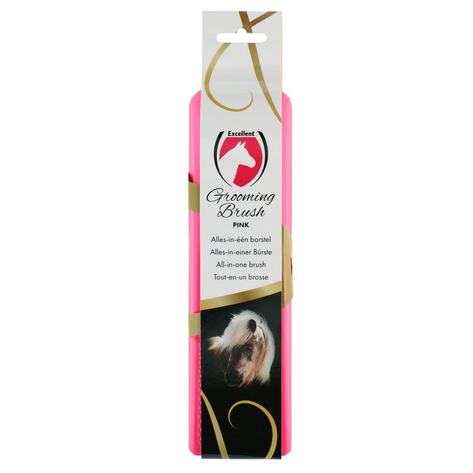 Excellent Horse Grooming Brush L Rosa – Ergonomischer Griff für Bequemes Bürsten