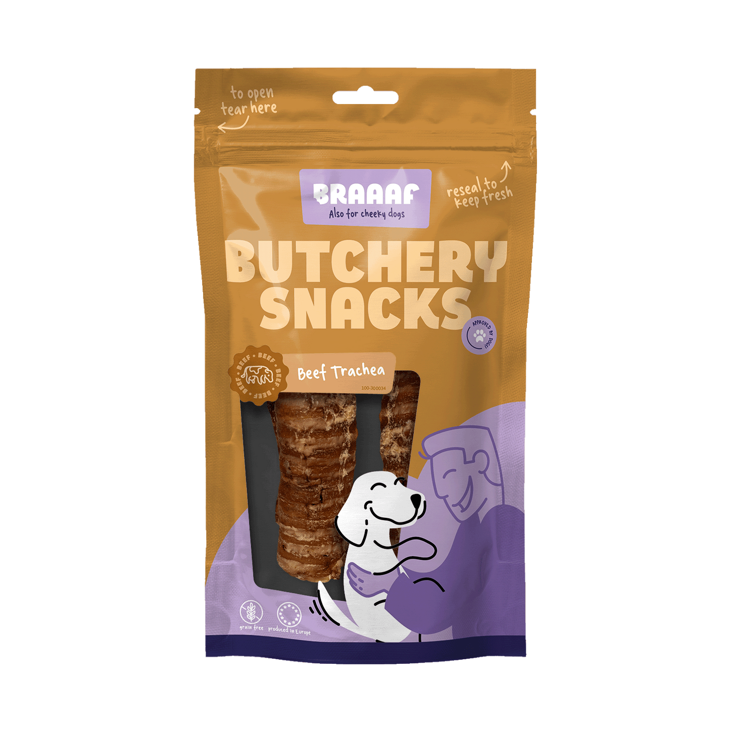 Braaaf Butchery Snacks Rinderluftröhre 85 g – 100 Prozent Natürliches Qualitätsfleisch