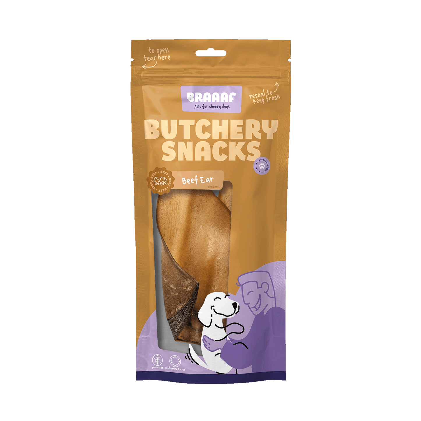 Braaaf Butchery Snacks Rinderohr 2 Stück – 100 Prozent Natürliche Kausnacks