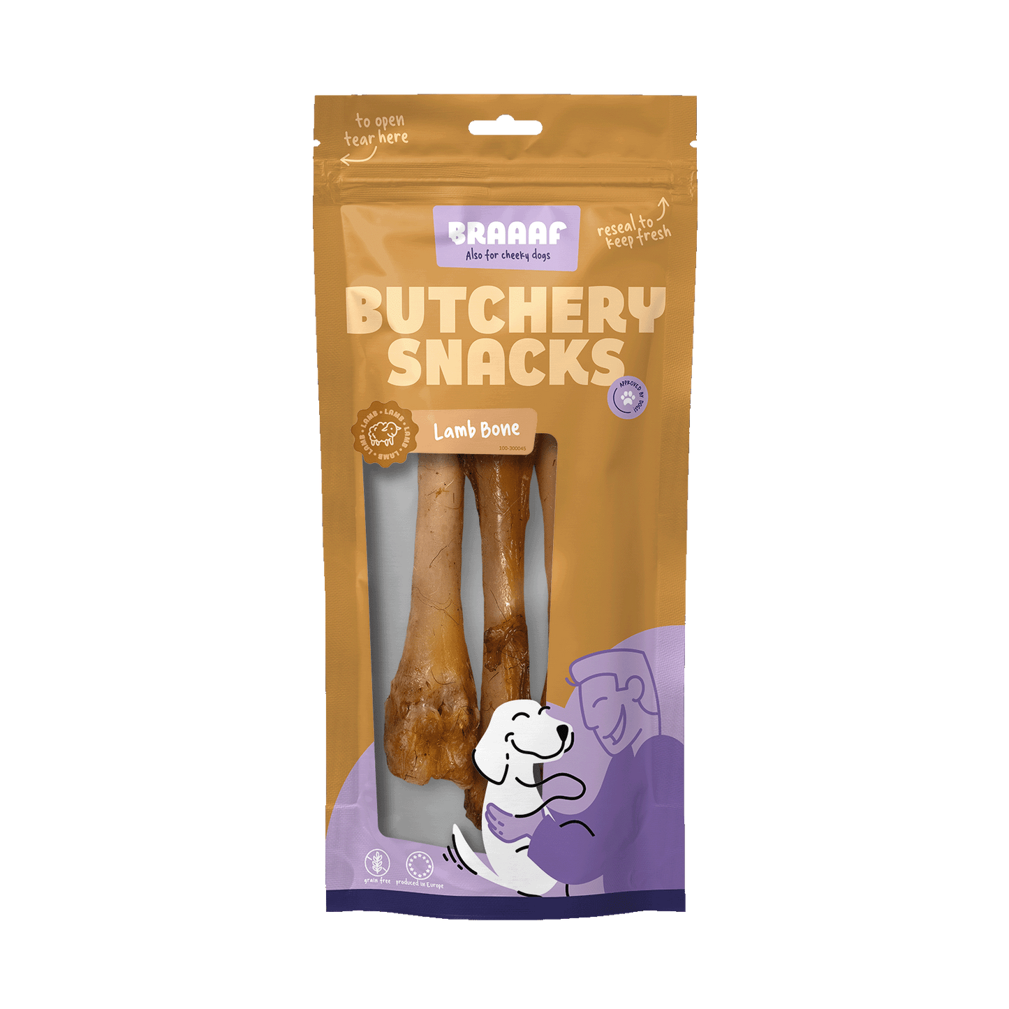Braaaf Butchery Snacks Lammknochen 3 Stück – 100 Prozent Natürliche Kausnacks