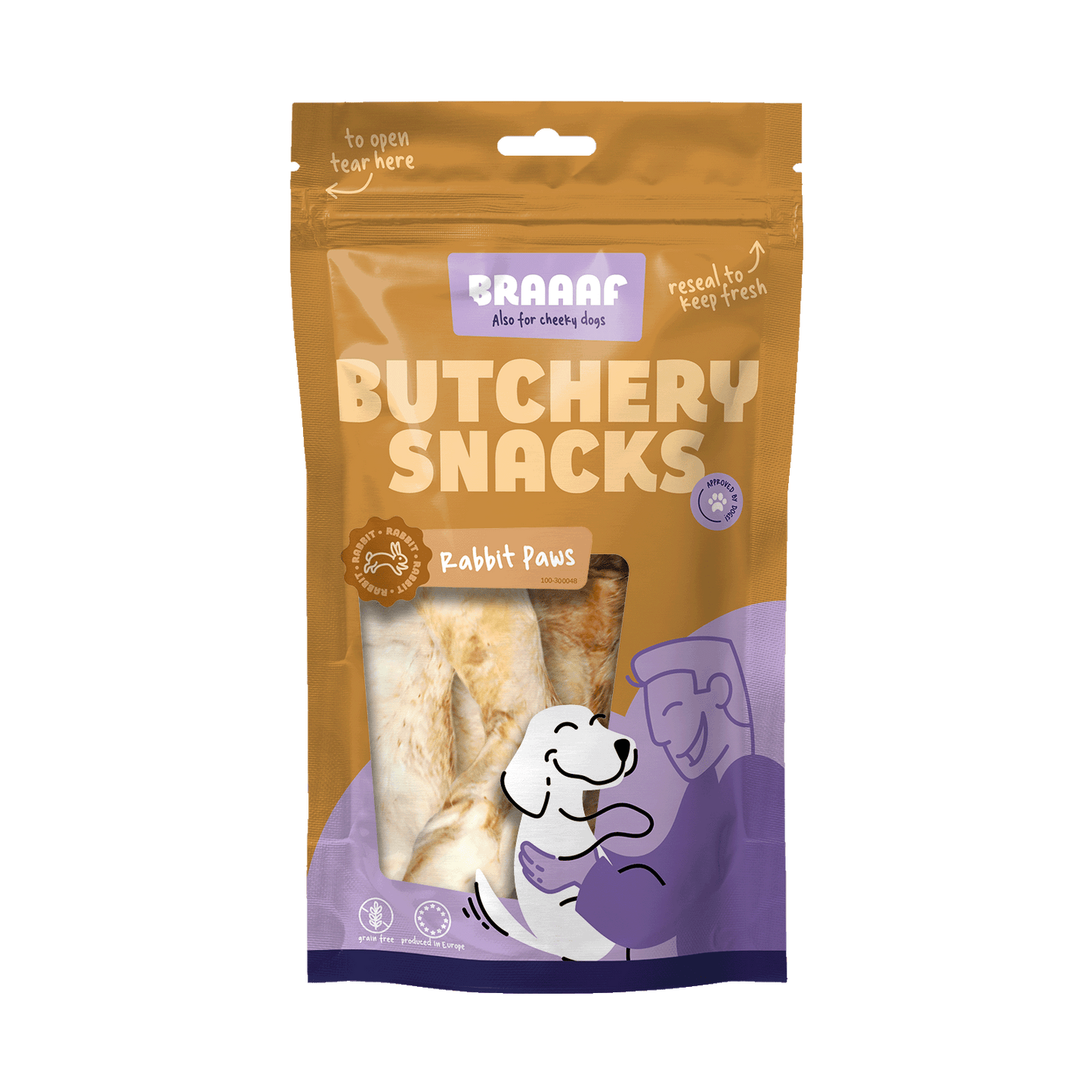 Braaaf Butchery Snacks Kaninchenpfoten 100 g – 100 Prozent Natürliches Qualitätsfleisch