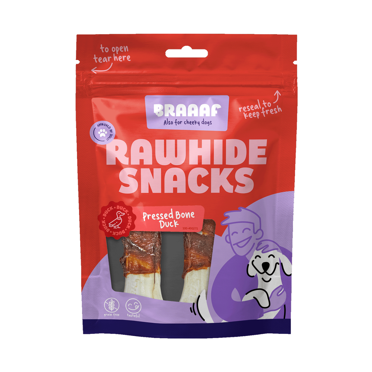 Braaaf Rawhide Pressed Bone Ente – Zahnreinigender Kausnack 12,5 cm