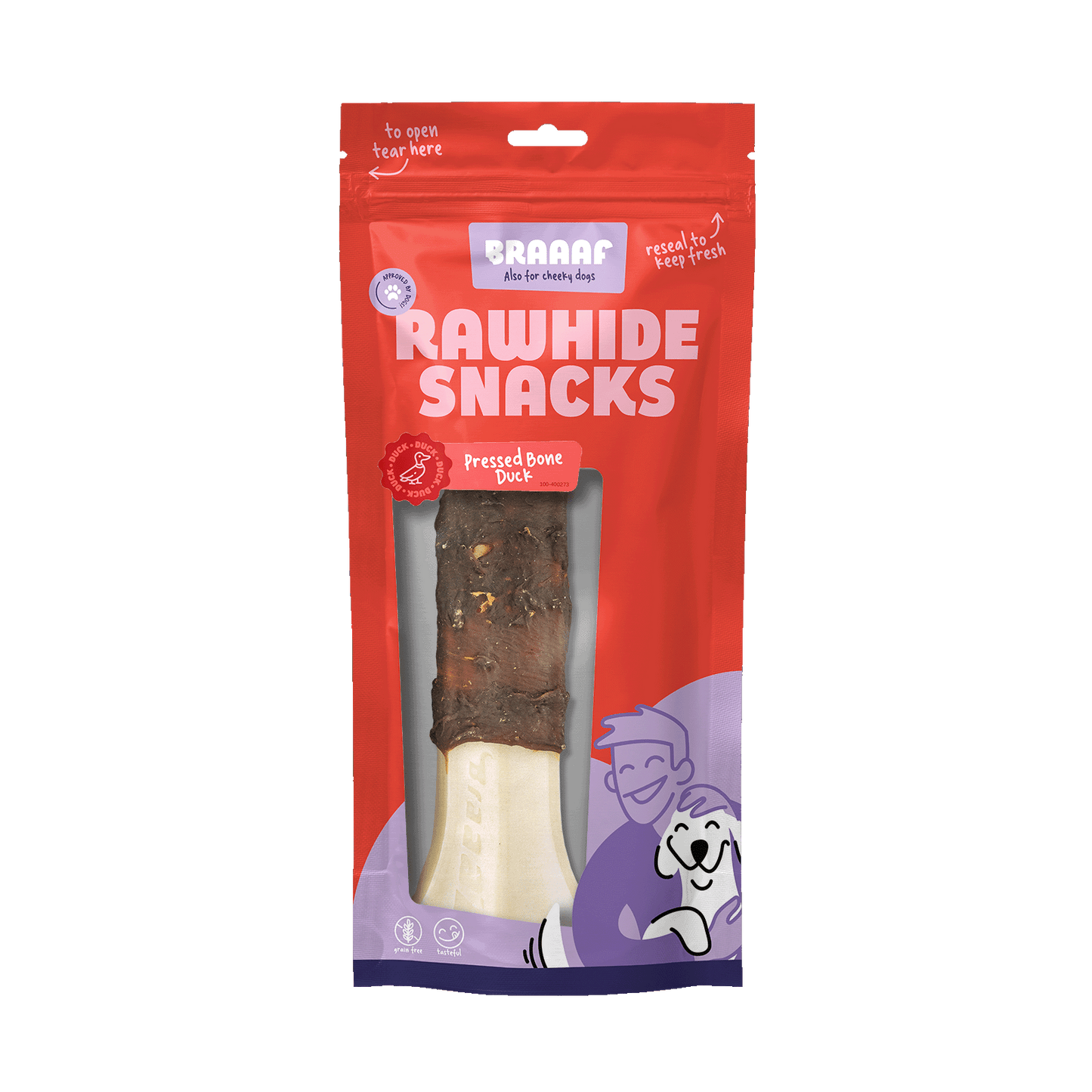 Braaaf Rohhaut Pressed Bone Ente – Zahnpflege Snack für Hunde