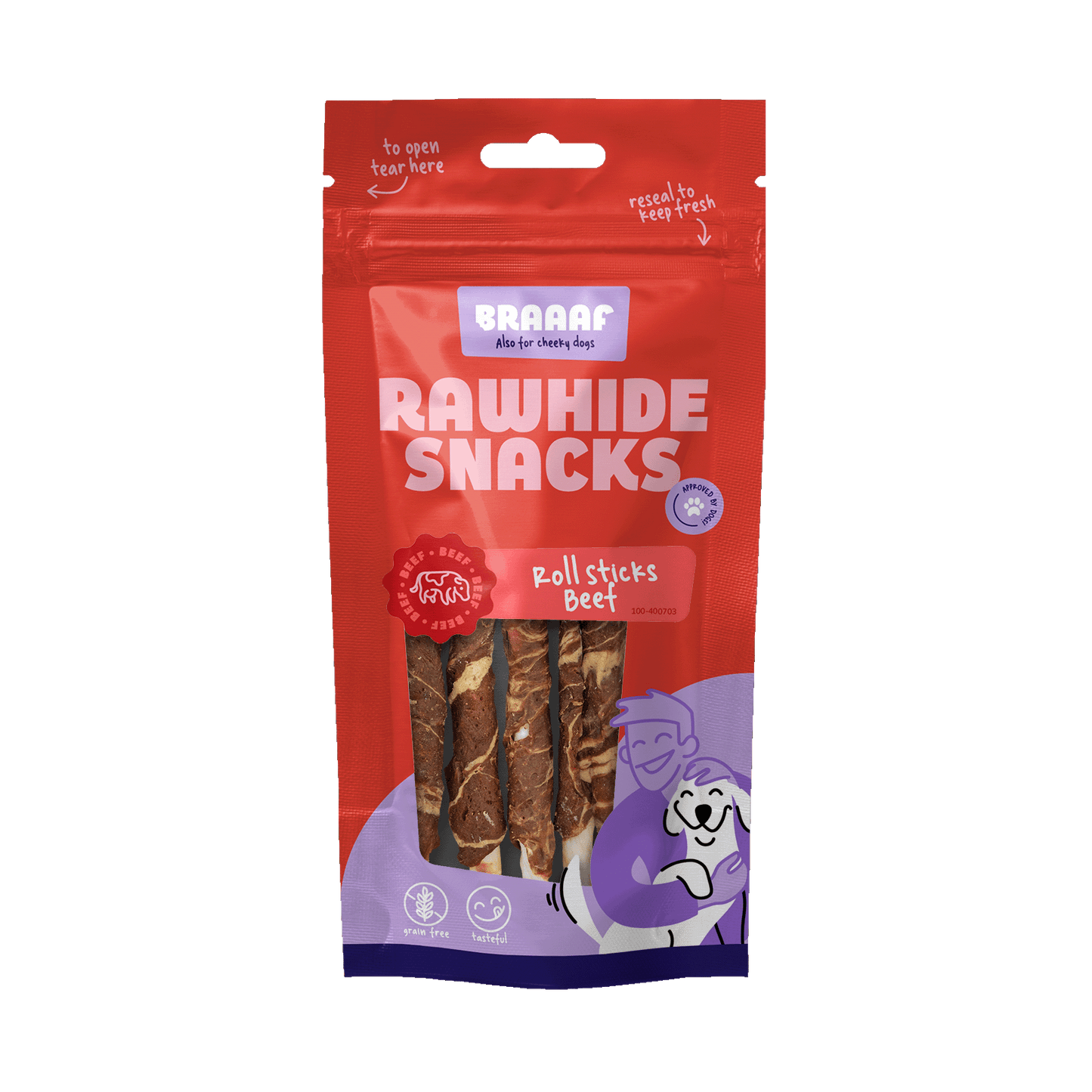 Braaaf Rohhautrolle Rind & Fisch – Gesunde Kausnacks für Hunde