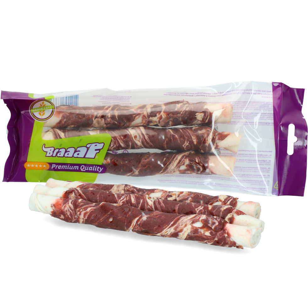 Braaaf Rawhide Twister Lamm & Fisch – Hochwertige Kausnacks für Gesunde Zähne