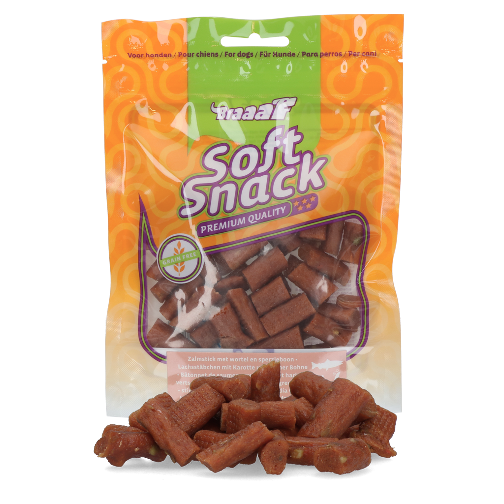 Braaaf Soft Snack Lachsstäbchen mit Karotten – Unwiderstehliche Belohnung für Hunde