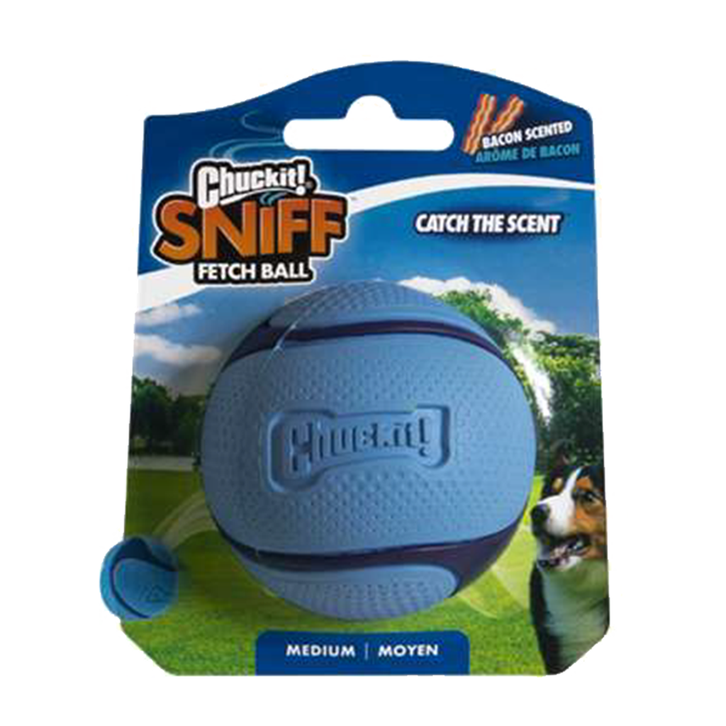 Chuckit! Sniff Fetch Ball Bacon M – Duftendes Apportierspielzeug für Hunde