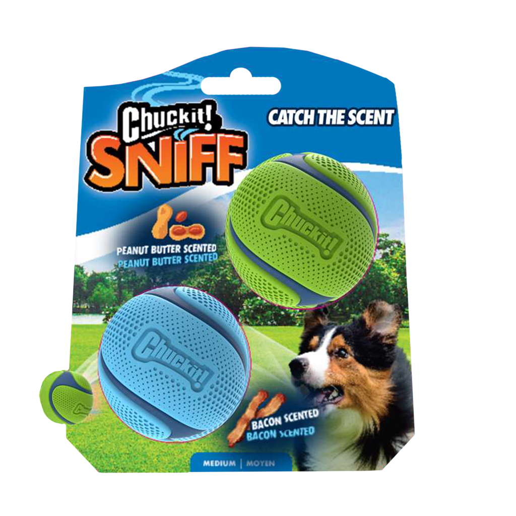 Chuckit! Sniff Fetch Ball Bacon Und Erdnussbutter M 2-Pack – Duftende Spielbälle Für Mehr Spaß Beim Apportieren