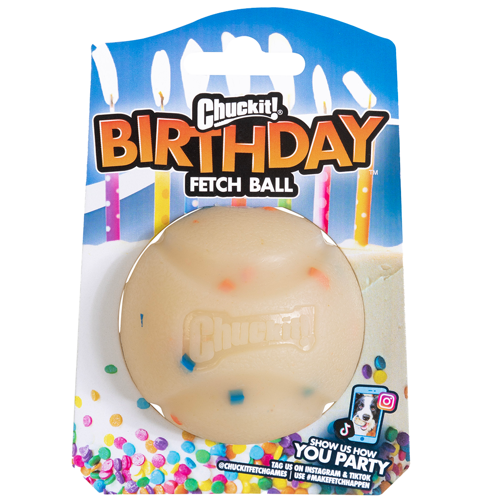 Chuckit! Geburtstag Fetch Ball M – Duftender Konfettiball für Noch Mehr Spaß