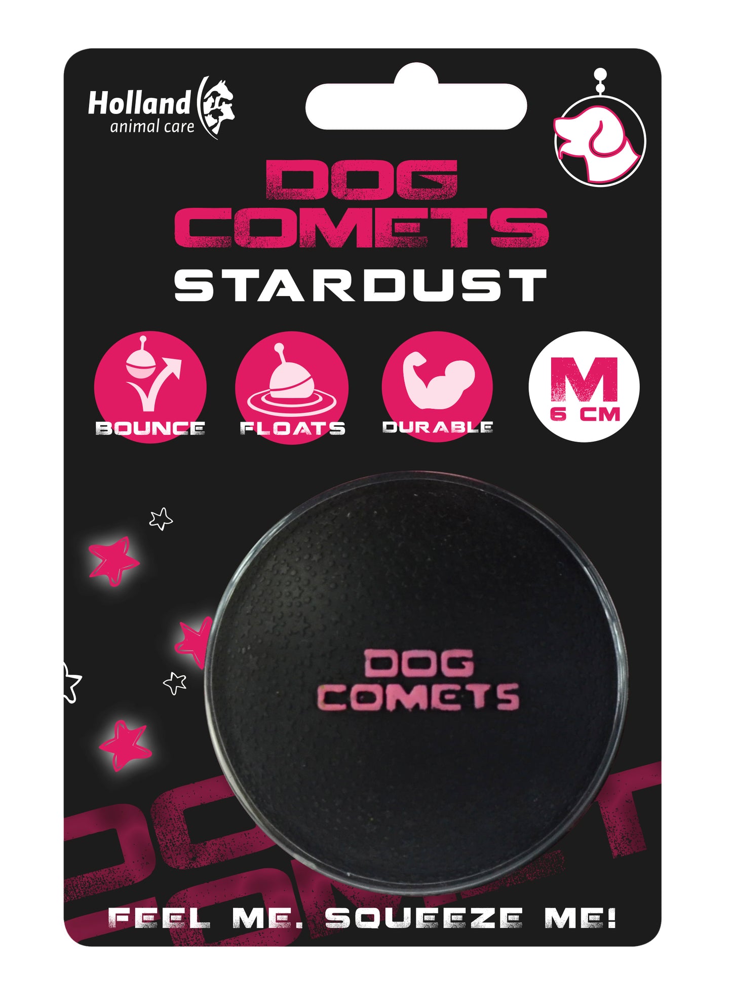 Dog Comets Stardust Schwarz/Rosa M – Extrem Langlebiger Naturkautschukball