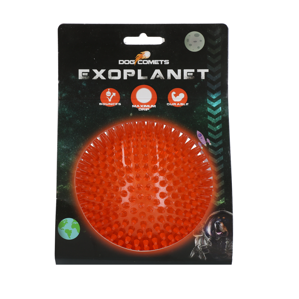 Dog Comets Exoplanet Igelball L Orange – Robuster Spielball Mit Zahnreinigungseffekt