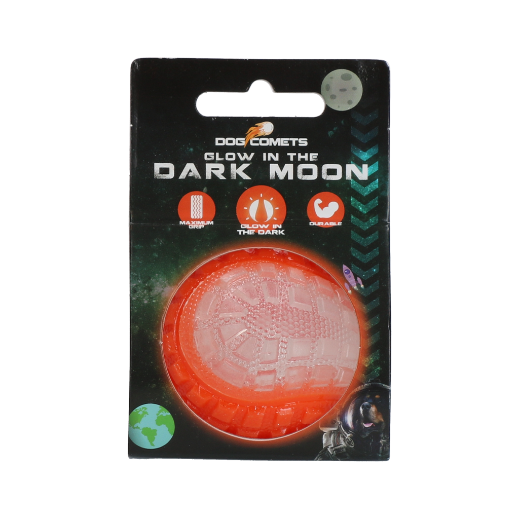 Dog Comets Glow In The Dark Moon Ball S Orange – Leuchtet Im Dunkeln Für Endlosen Spielspaß