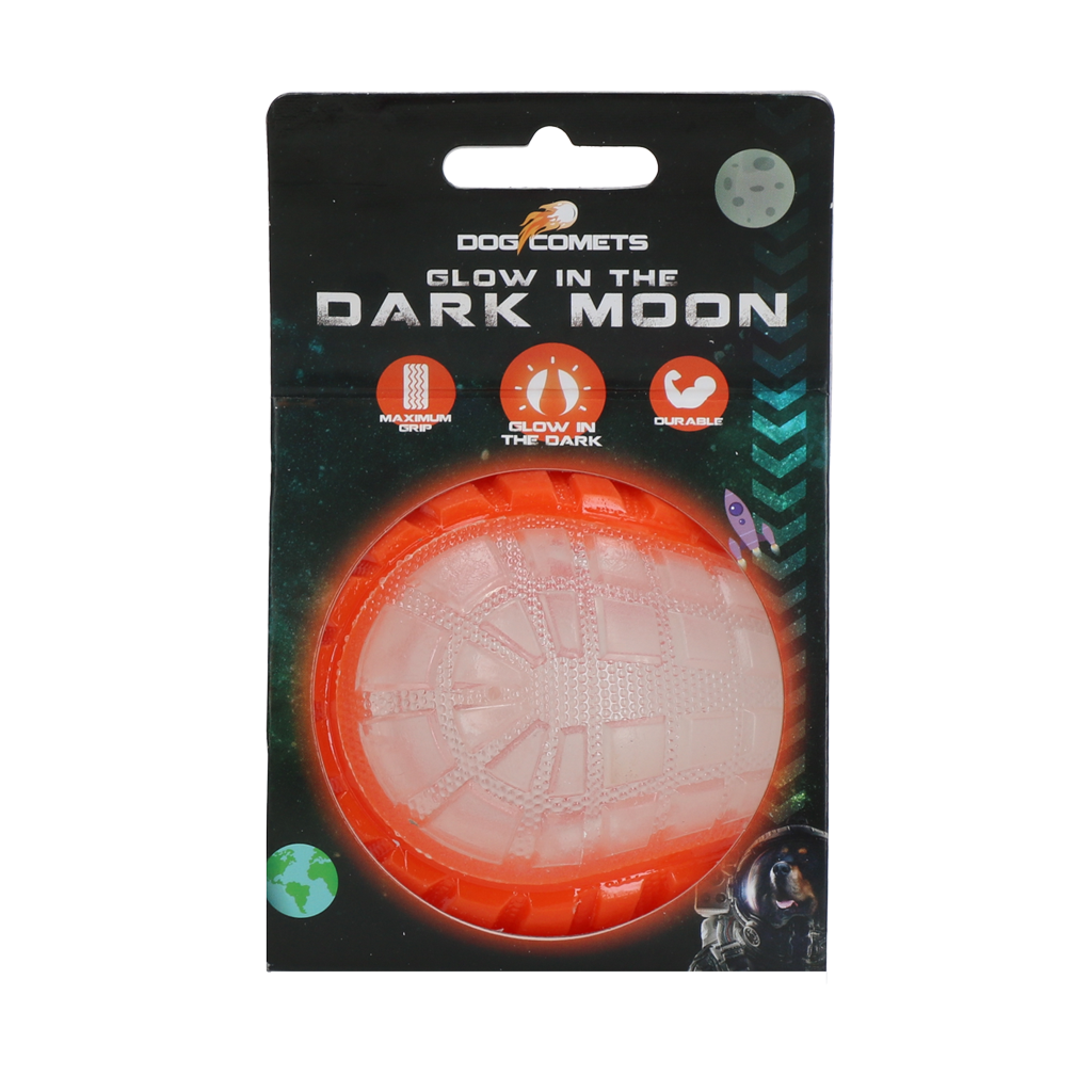 Dog Comets Glow In The Dark Moon Ball M Orange – Leuchtet Im Dunkeln Für Endlosen Spielspaß
