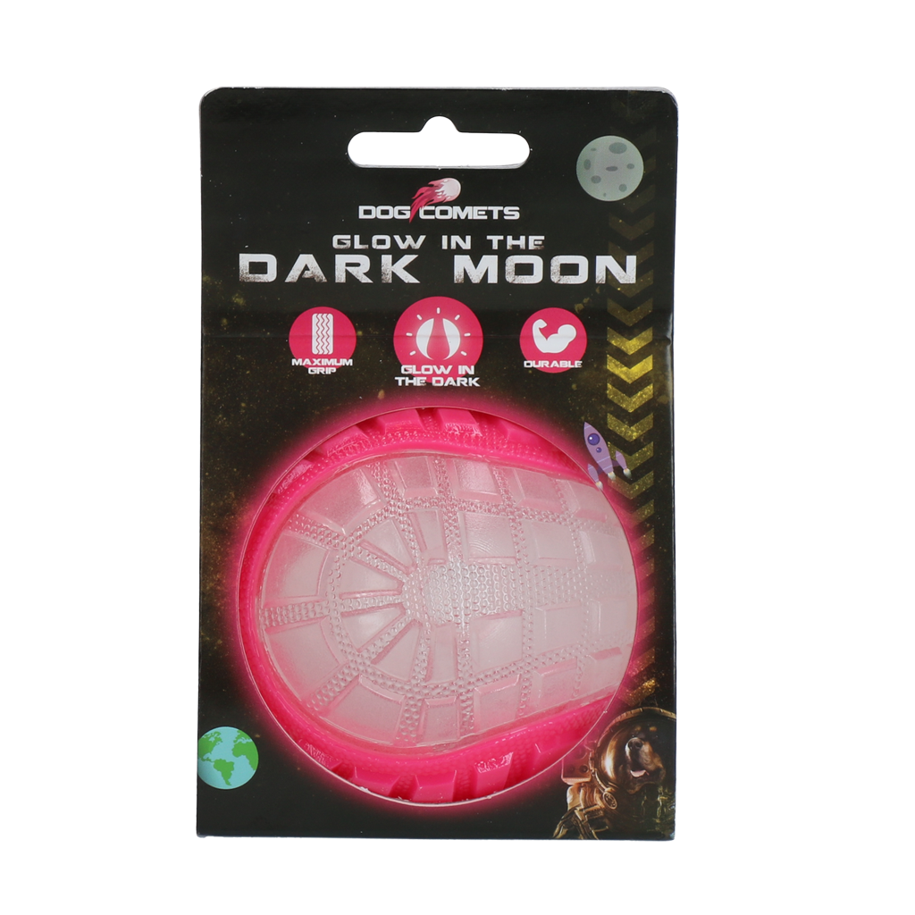 Dog Comets Glow In The Dark Moon Ball M Rosa – Leuchtet Im Dunkeln Für Unendlichen Spielspaß