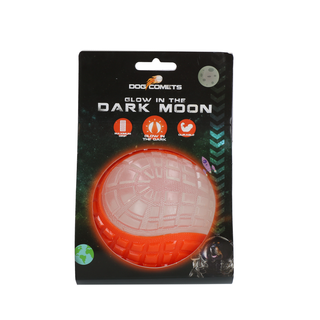 Dog Comets Glow In The Dark Moon Ball L Orange – Leuchtet Im Dunkeln Für Unendlichen Spielspaß