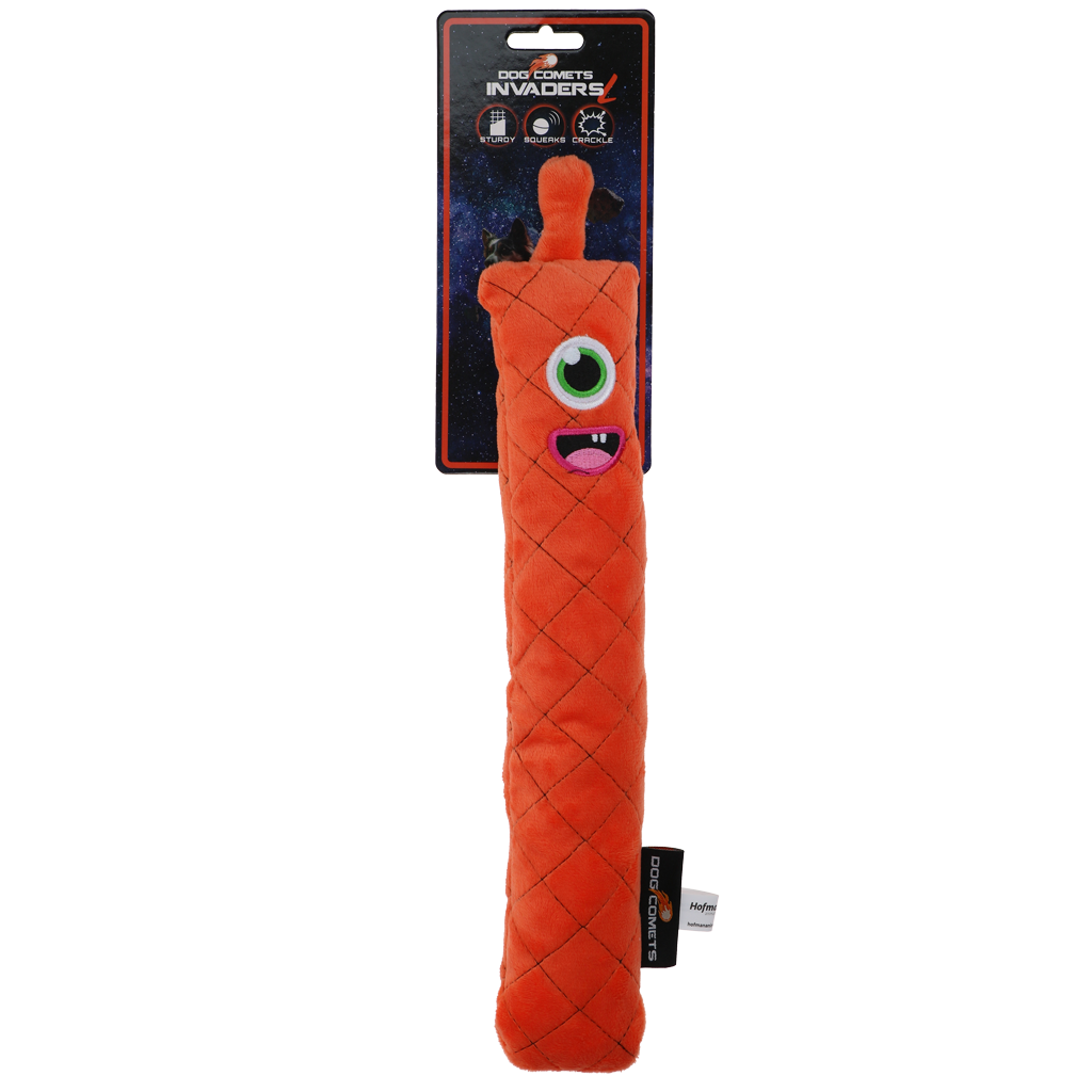 Dog Comets Invaders Orange L – Kuscheliges Wurfspielzeug mit Knistereffekt