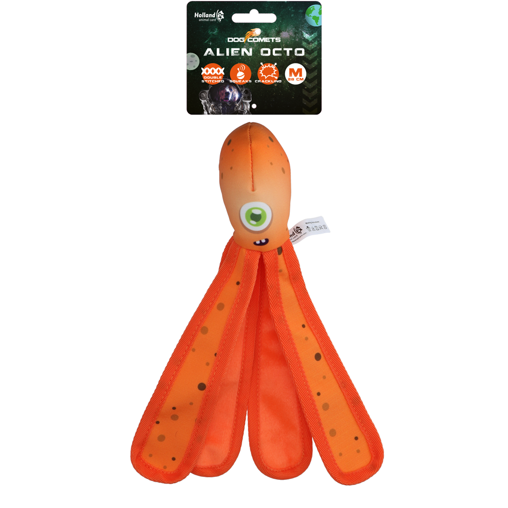 Dog Comets Alien Octo M Orange – Interaktives Hundespielzeug Mit Quietscher Und Knistern