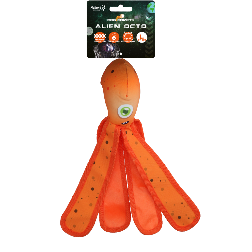 Dog Comets Alien Octo L Orange – Knautschiges Hundespielzeug Mit Quietscher