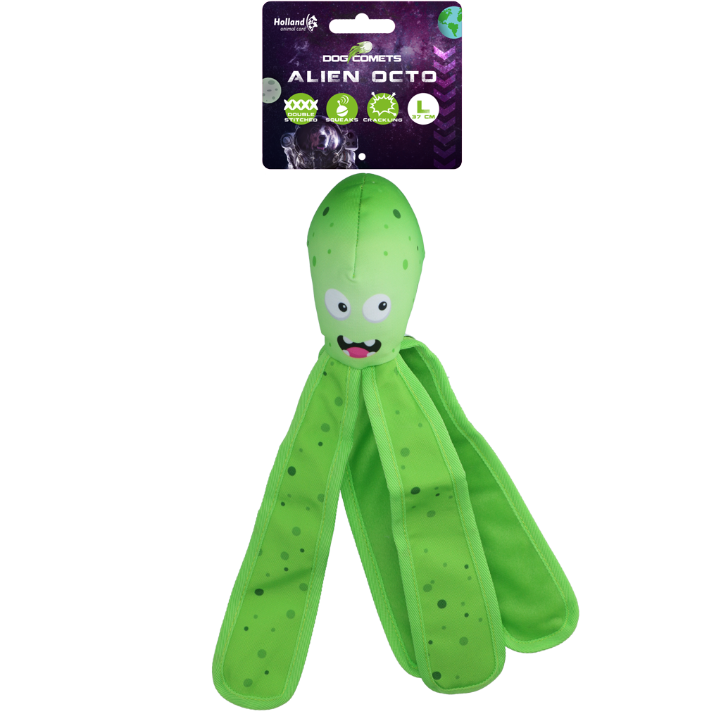 Dog Comets Alien Octo L Grün – Quietscher Und Knisternde Tentakel Für Mehr Spielspaß