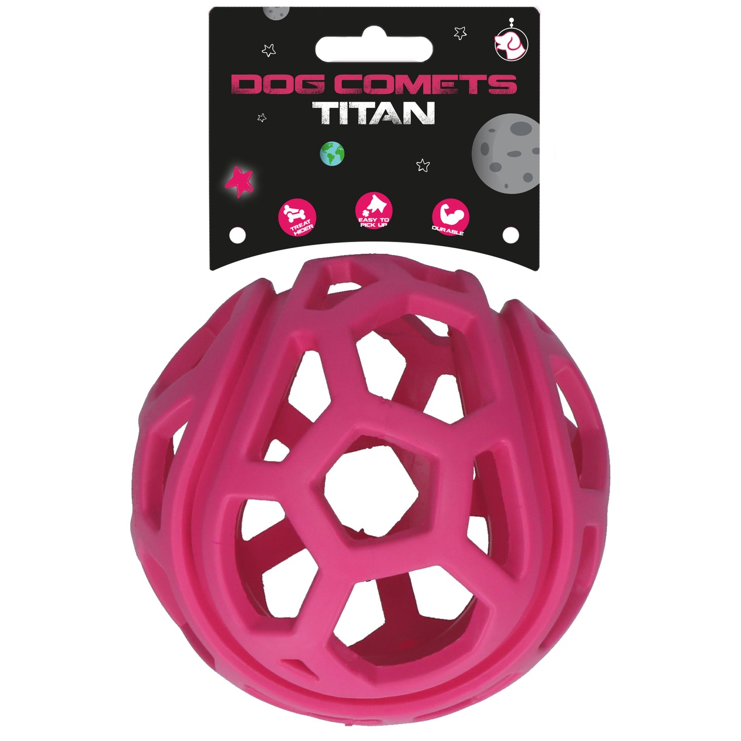 Dog Comets Titan Rosa – Langlebiges Naturgummi Spielzeug für Leckereien