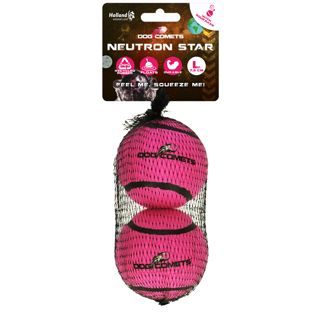 Dog Comets Neutron Star Tennisball Mit Quietscher L Rosa – Unzerstörbar Und Hochspringend (2-Pack)