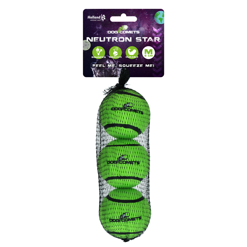 Dog Comets Neutron Star Tennisball Mit Quietscher M Grün – Unzerstörbar Und Hoch Springend (3er-Pack)