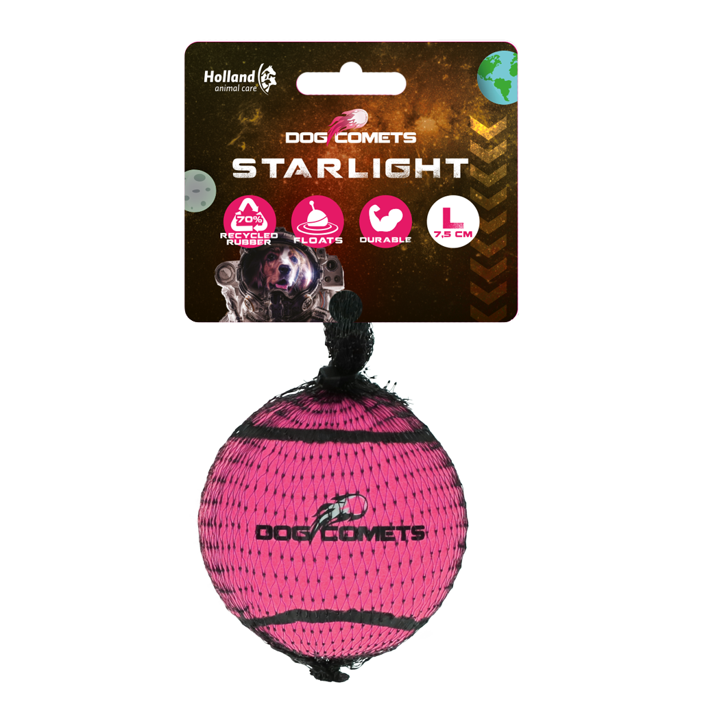 Dog Comets Starlight Tennisball L Rosa – Extrem Robuster Und Hochspringender Spielball