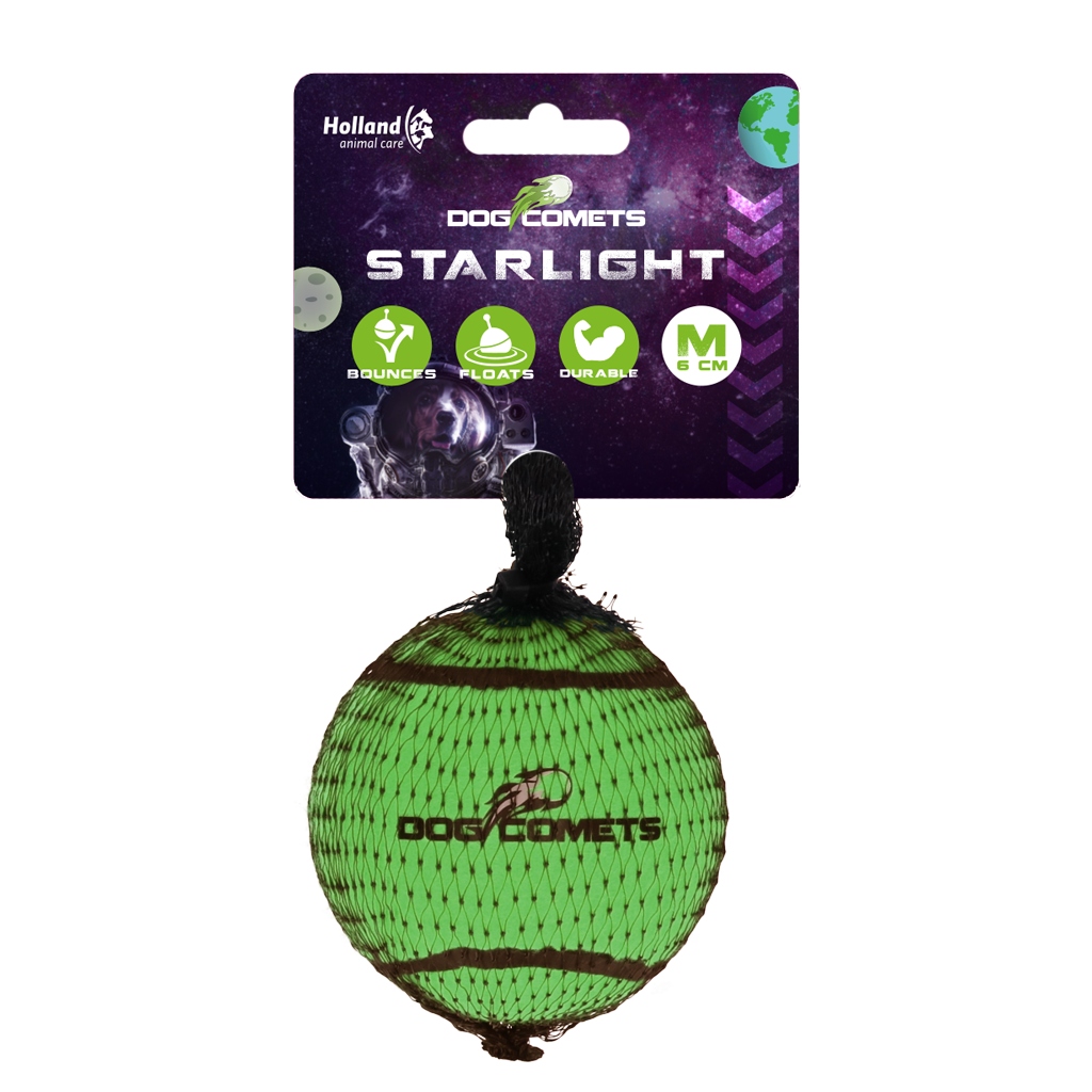 Dog Comets Starlight Tennisball M Grün – Praktisch Unzerstörbar für Intensives Spielen