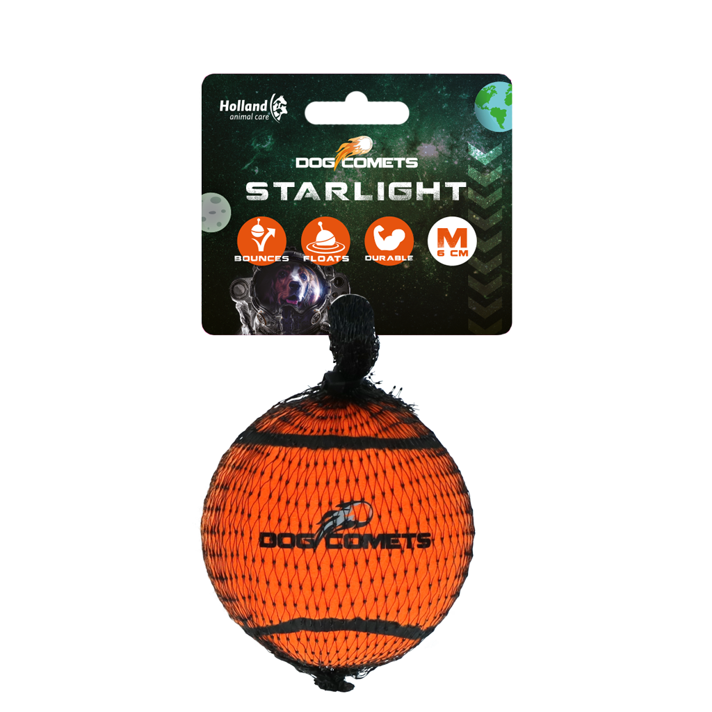 Dog Comets Starlight Tennisball M Orange – Unzerstörbar Mit Extradickem Gummirand