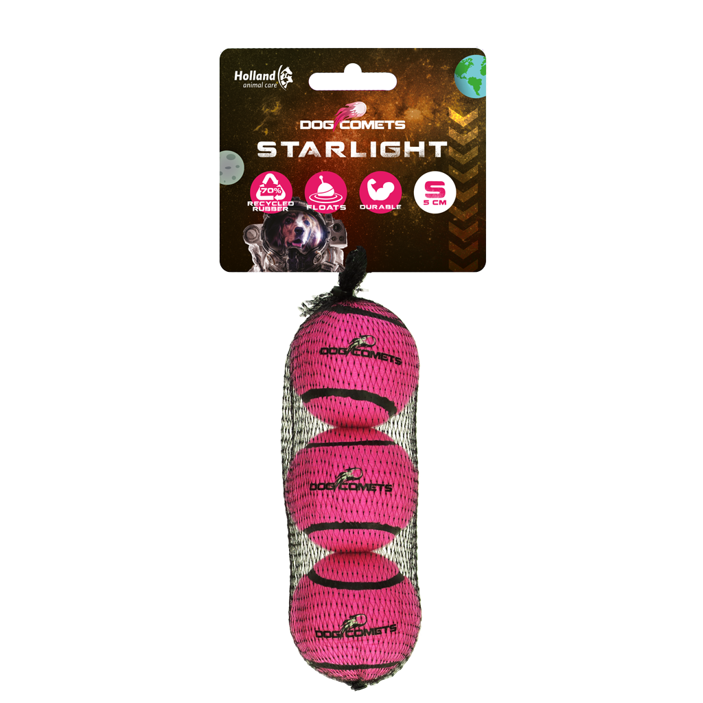 Dog Comets Starlight Tennisball S Rosa – Extrem Robuste und Hochspringende Bauweise