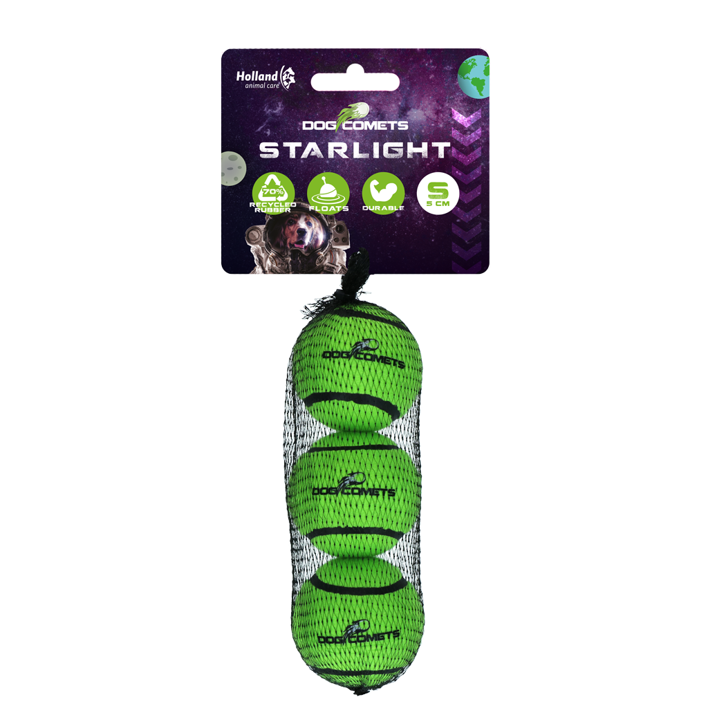 Dog Comets Starlight Tennisball S Grün – Extrem Stark und Hoch Springend