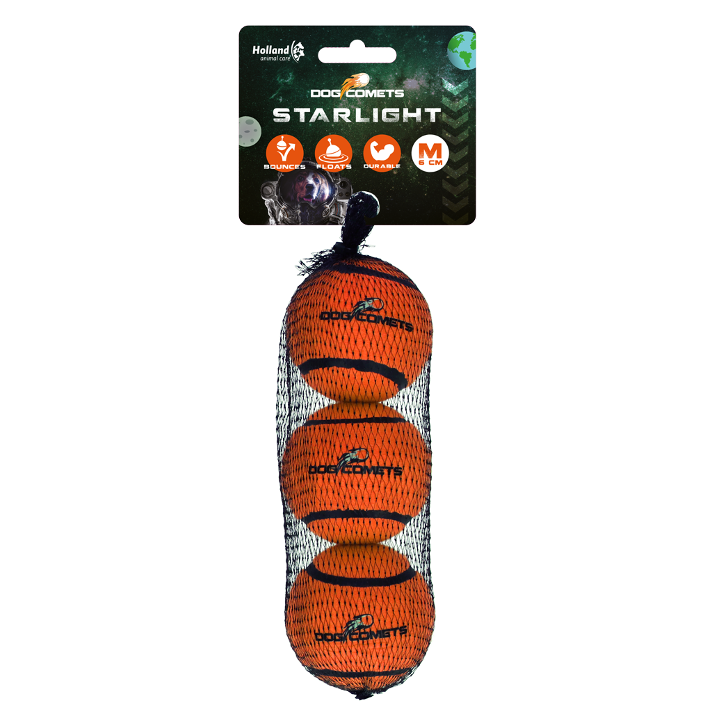 Dog Comets Starlight Tennisball M Orange – Unzerstörbar Mit Extradickem Gummirand