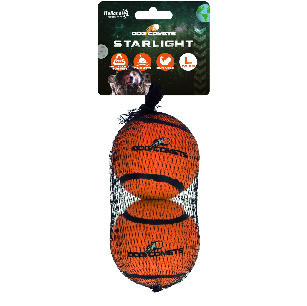 Dog Comets Starlight Tennisball L Orange – Extrem Strapazierfähig und Unzerstörbar