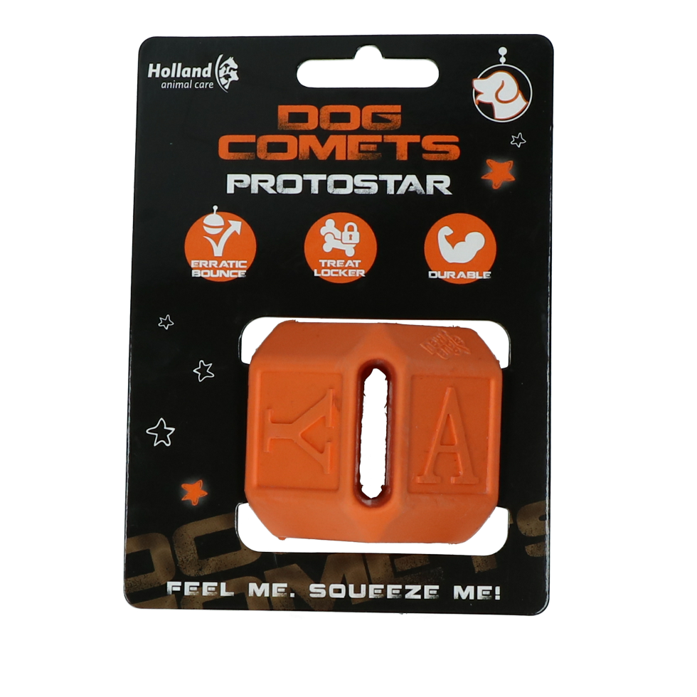 Dog Comets Protostar Orange – Langlebiger Naturkautschuk Würfel für Spielspaß