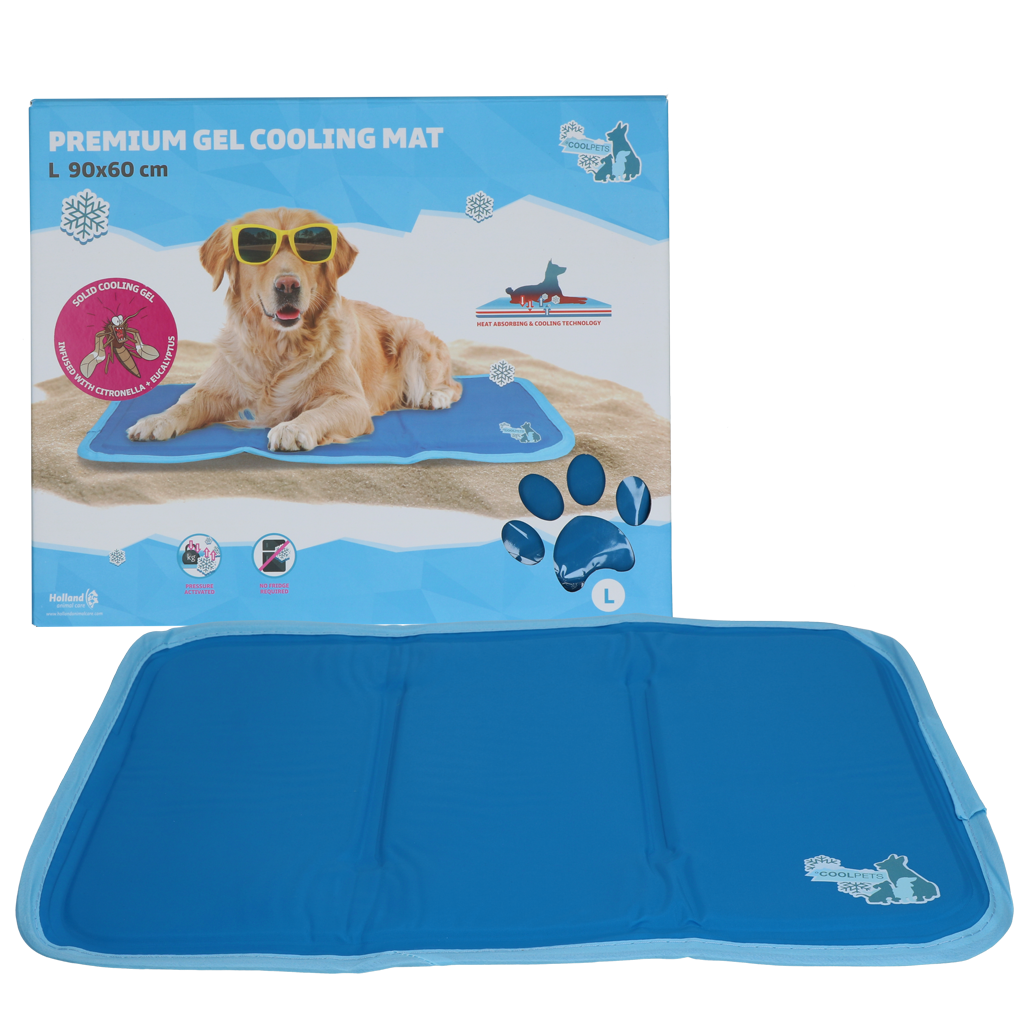 CoolPets Premium Gel Kühlmatte L 60x90cm – Temperaturregulierend mit Citronella und Eukalyptus