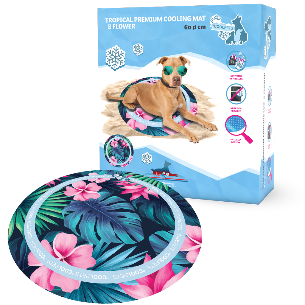 CoolPets Tropical Premium Kühlmatte Flower – Schnelle und Effektive Kühlung für Haustiere