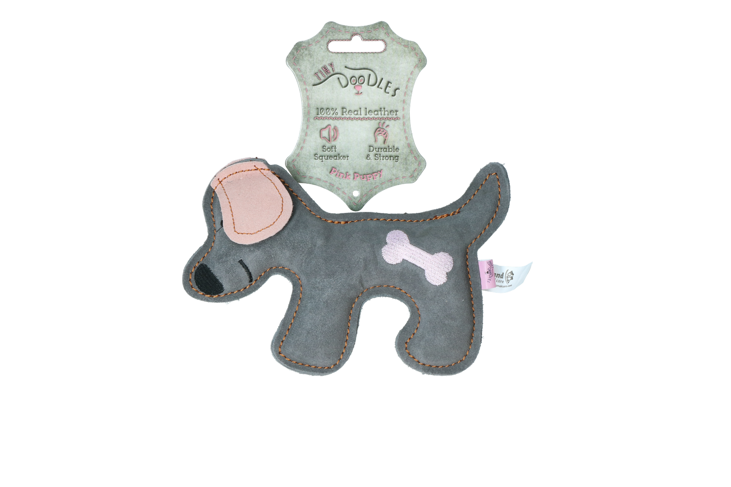 Tiny Doodles Welpe Rosa – Hochwertiges Rindsleder mit Lautarmem Quietscher