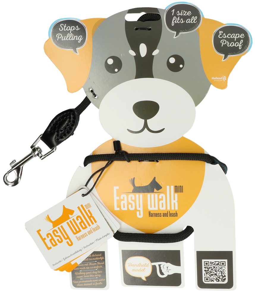 Easy Walk Schultermodell Schwarz Mini – Komfortables Geschirr Mit Leine