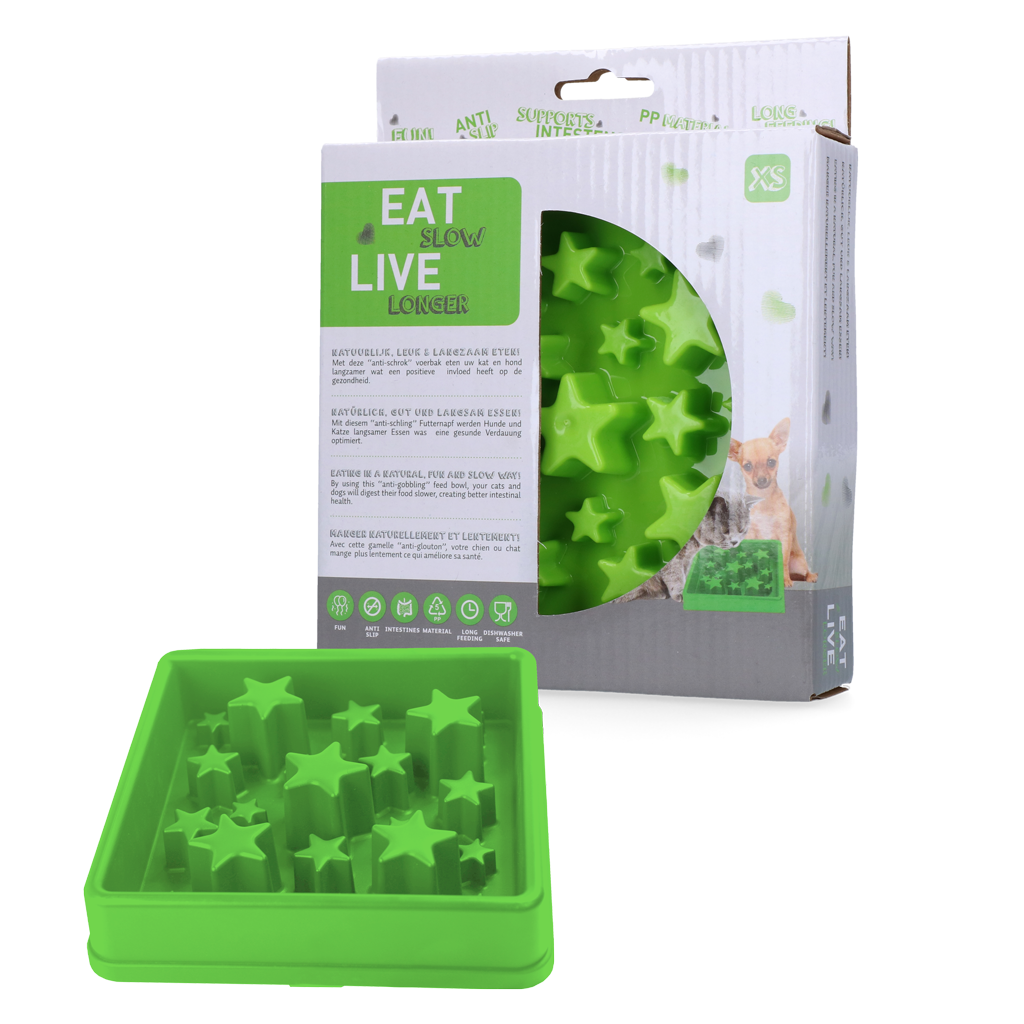 Eat Slow Live Longer Star Grün XS – Anti-Schlingnapf Für Langsame Fütterung