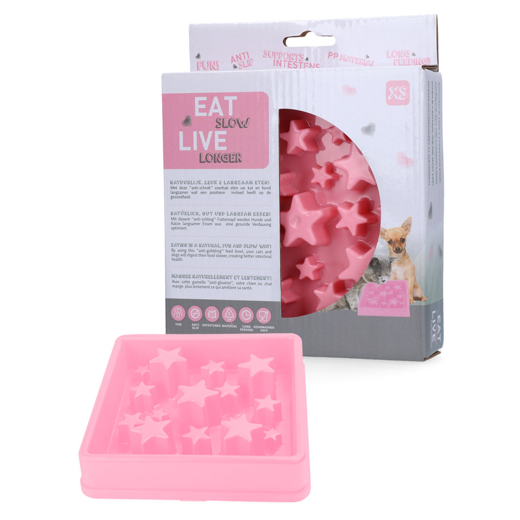 Eat Slow Live Longer Star Rosa XS – Anti-Schlingnapf Für Langsame Fütterung