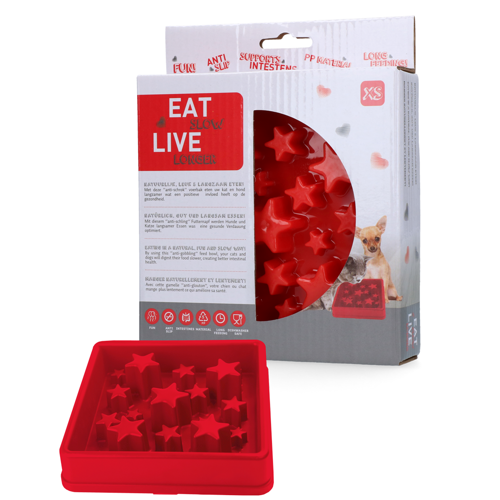 Eat Slow Live Longer Star Rot XS – Anti-Schlingnapf Für Langsame Fütterung