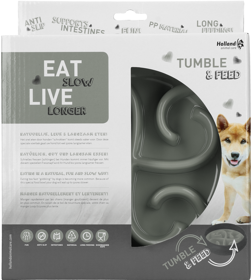 Eat Slow Live Longer Tumble Feeder Grau – Anti-Schlingnapf Für Langsame Futteraufnahme