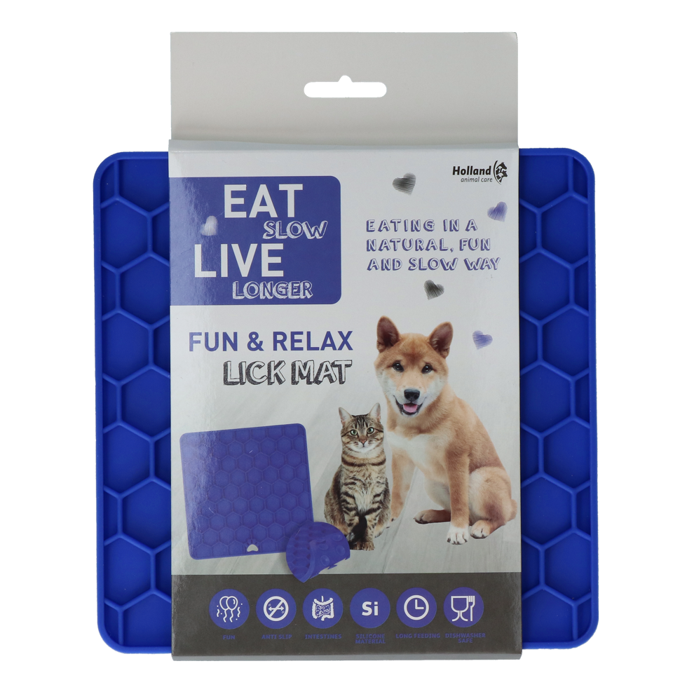 Eat Slow Live Longer Lick Mat Honeycomb Blau – Beruhigende Schleckmatte Für Hunde