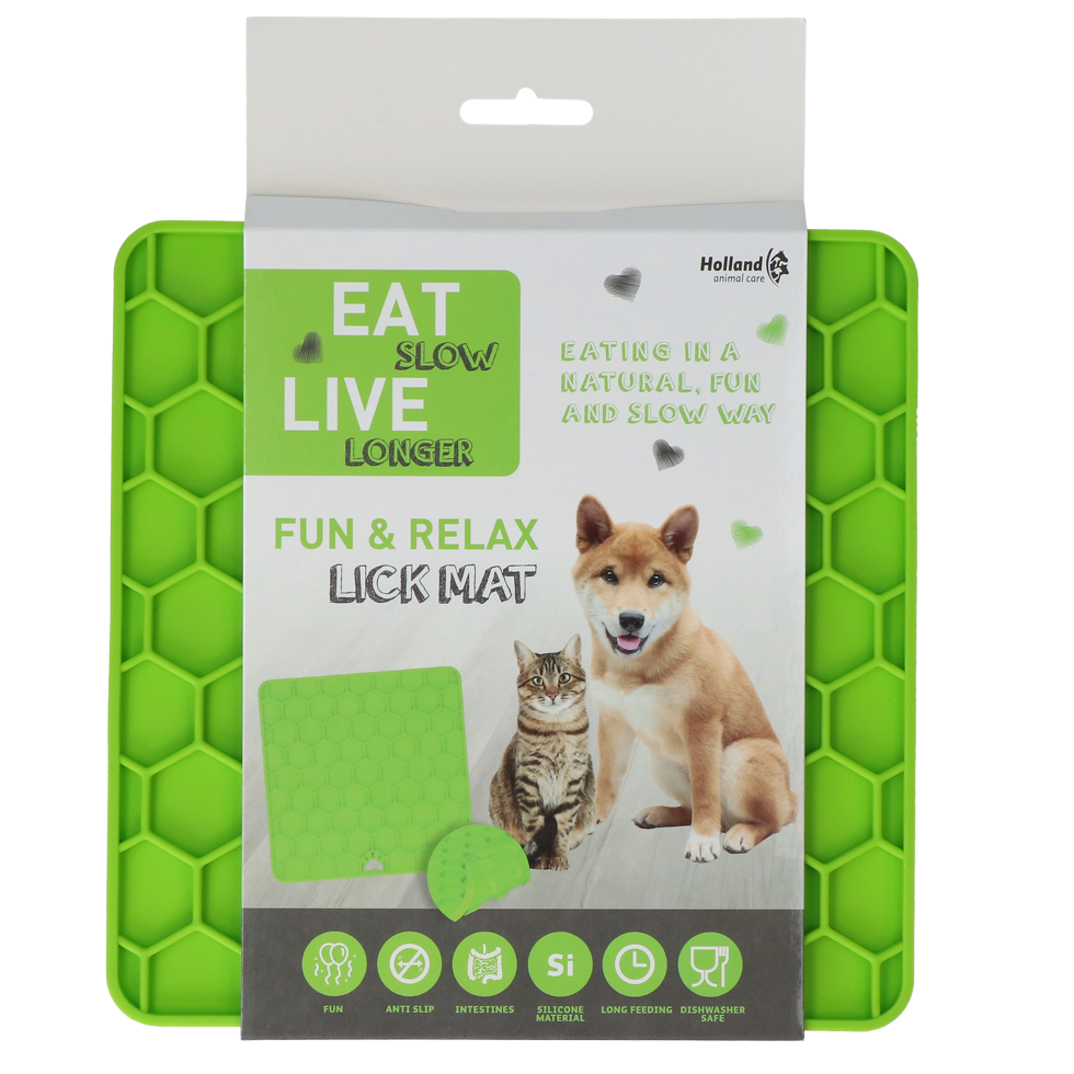 Eat Slow Live Longer Lick Mat Honeycomb Grün – Beruhigende Schleckmatte für Hunde